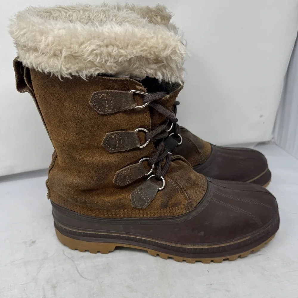 🔥Vintage‎ SOREL🤑Brown Suede Winter Pac Boots Made in USA Size 9 Steel Shank